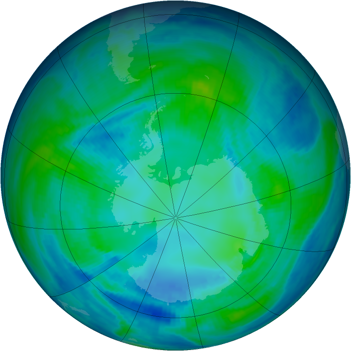 Antarctic ozone map for 22 April 1998